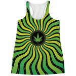 Psychedelic Cannabis Leaf Print Women's Racerback Tank Top