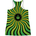 Psychedelic Cannabis Leaf Print Women's Racerback Tank Top