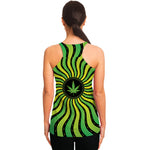 Psychedelic Cannabis Leaf Print Women's Racerback Tank Top