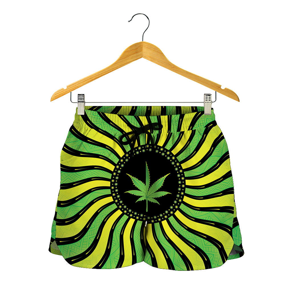 Psychedelic Cannabis Leaf Print Women's Shorts