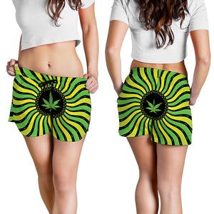 Psychedelic Cannabis Leaf Print Women's Shorts