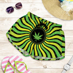 Psychedelic Cannabis Leaf Print Women's Shorts