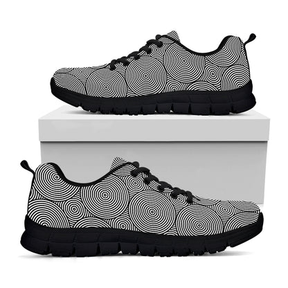 Psychedelic Circle Pattern Print Black Sneakers