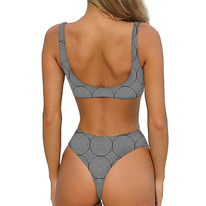 Psychedelic Circle Pattern Print Front Bow Tie Bikini