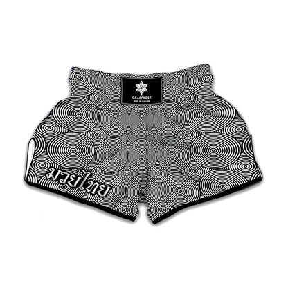 Psychedelic Circle Pattern Print Muay Thai Boxing Shorts