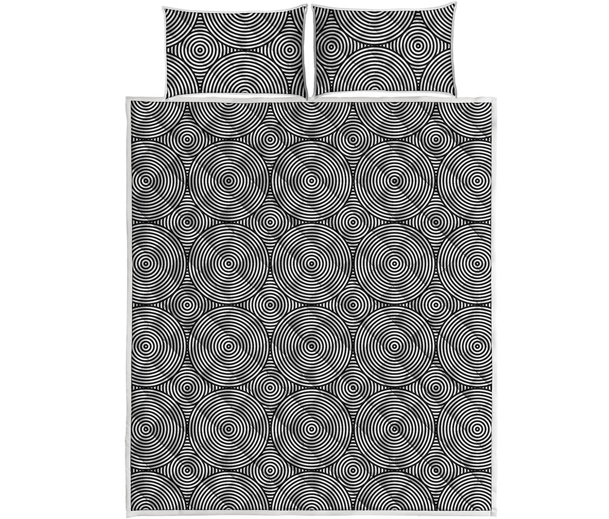 Psychedelic Circle Pattern Print Quilt Bed Set