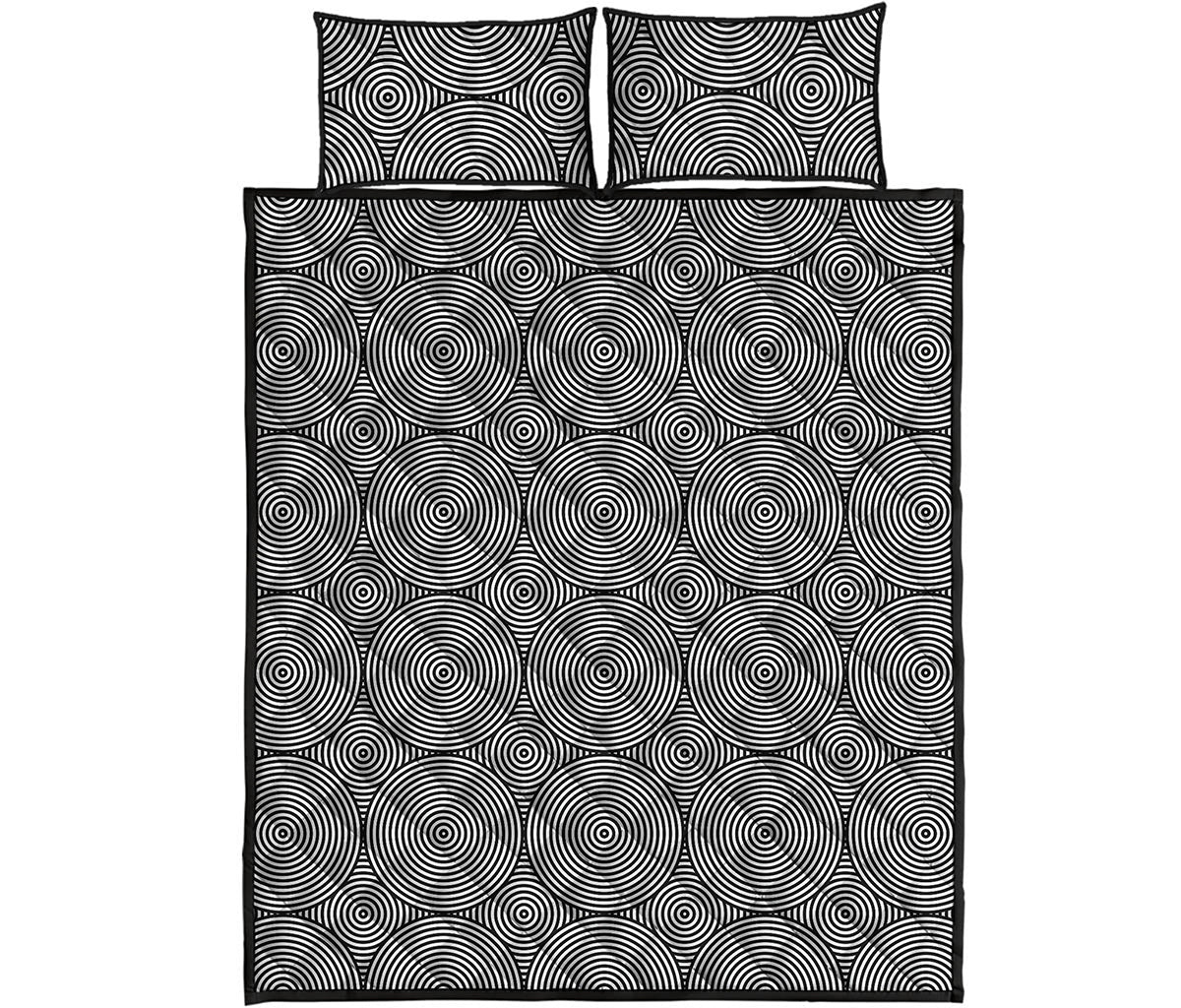 Psychedelic Circle Pattern Print Quilt Bed Set