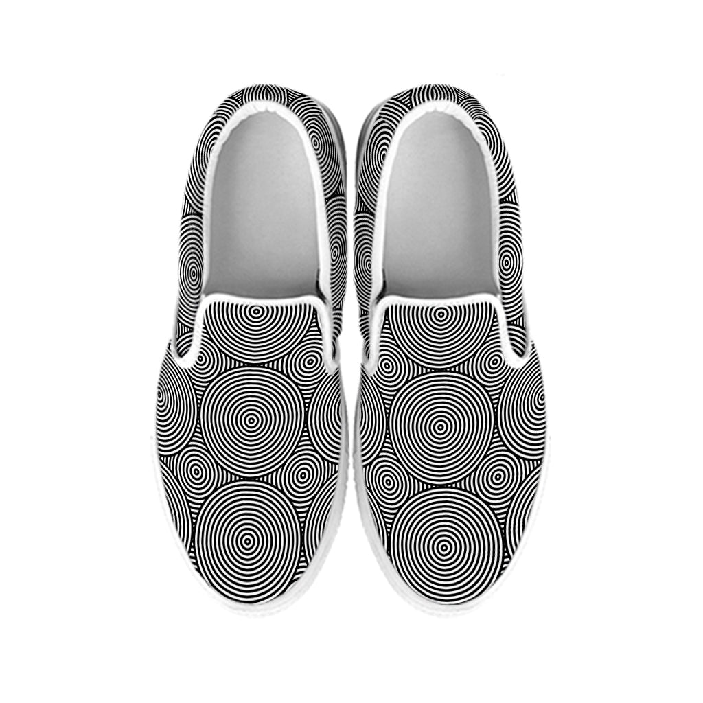 Psychedelic Circle Pattern Print White Slip On Shoes
