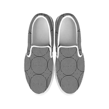 Psychedelic Circle Pattern Print White Slip On Shoes