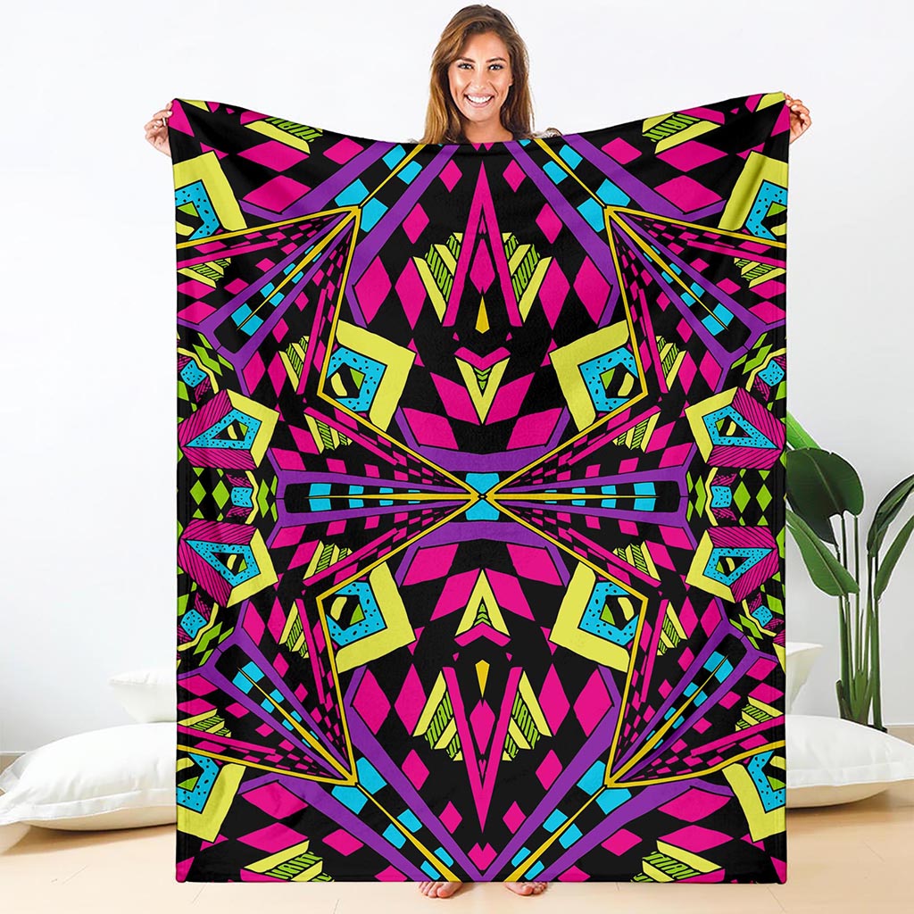 Psychedelic Ethnic Trippy Print Blanket