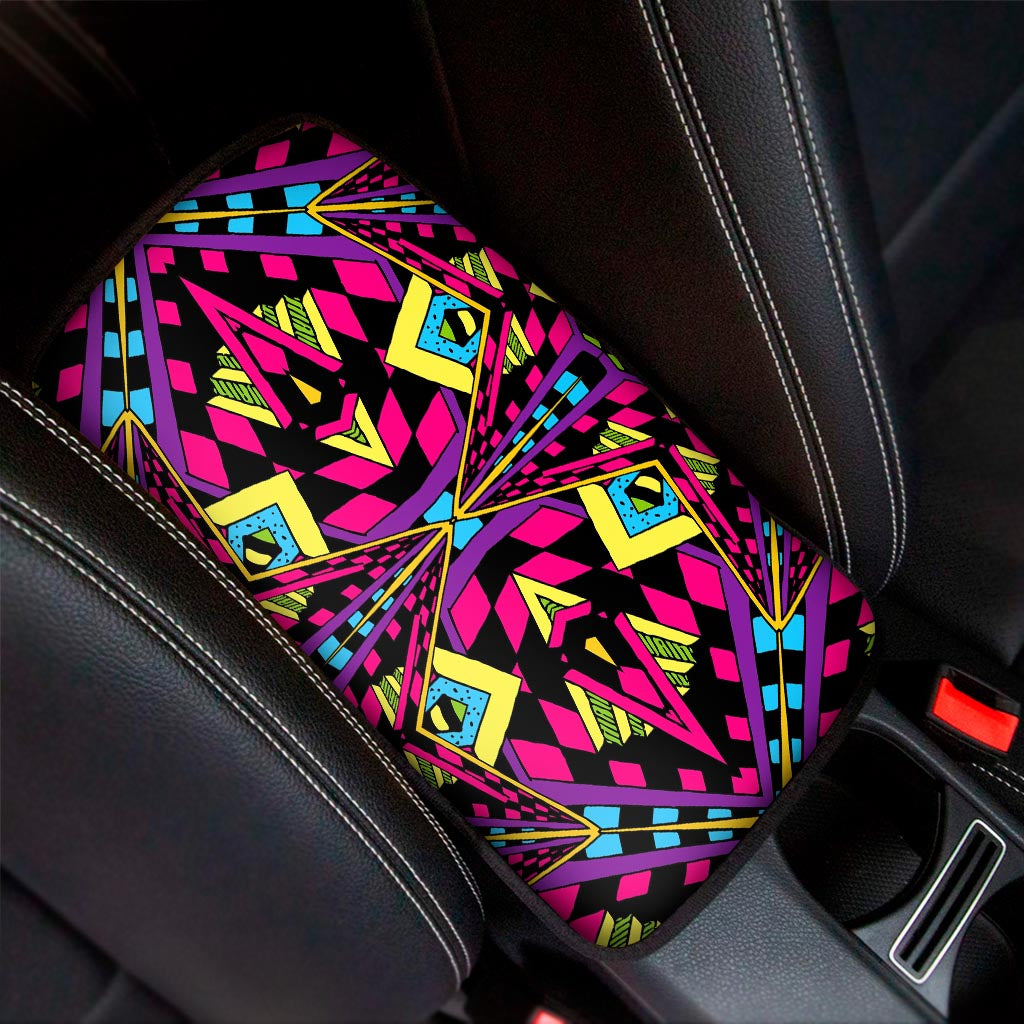 Psychedelic Ethnic Trippy Print Car Center Console Cover