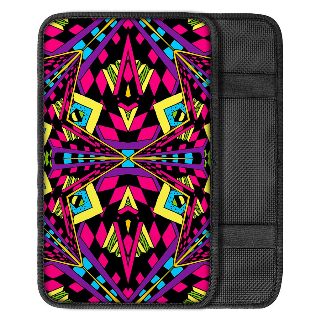 Psychedelic Ethnic Trippy Print Car Center Console Cover