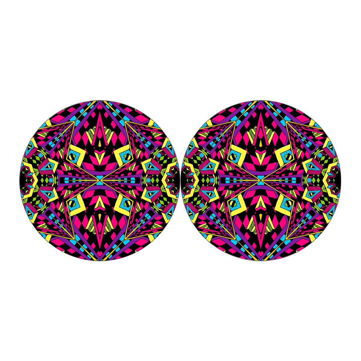 Psychedelic Ethnic Trippy Print Car Coasters