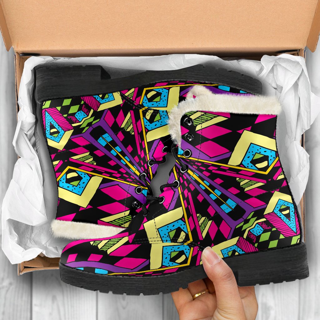 Psychedelic Ethnic Trippy Print Comfy Boots GearFrost