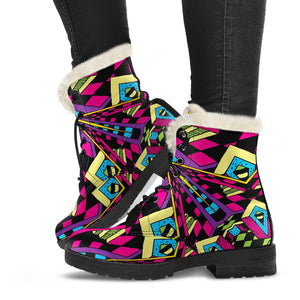 Psychedelic Ethnic Trippy Print Comfy Boots GearFrost