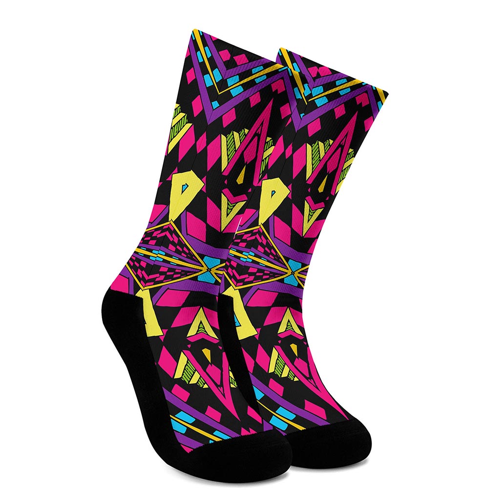 Psychedelic Ethnic Trippy Print Crew Socks