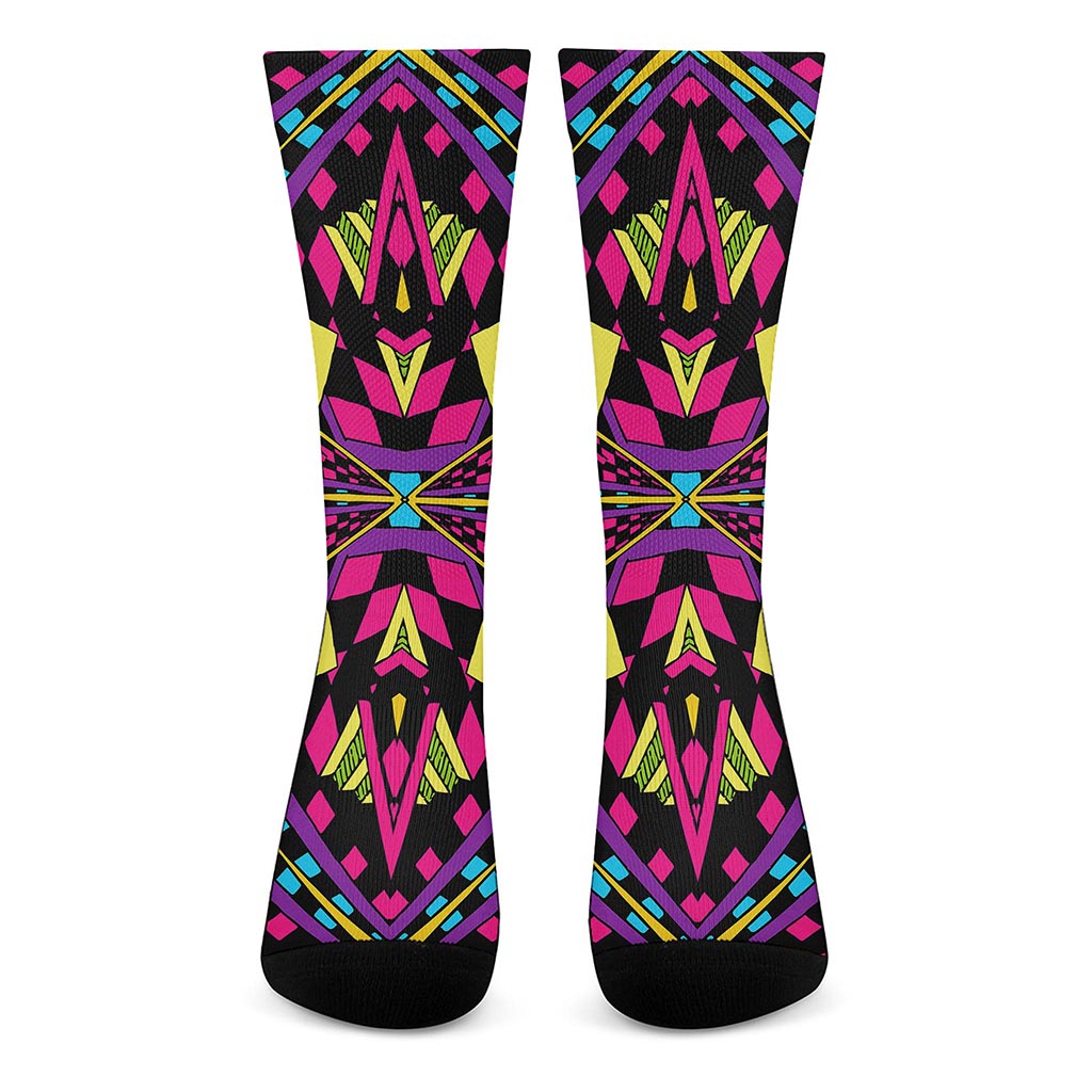 Psychedelic Ethnic Trippy Print Crew Socks