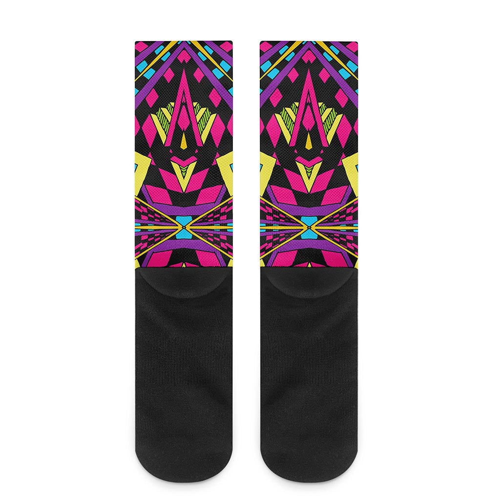 Psychedelic Ethnic Trippy Print Crew Socks