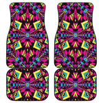 Psychedelic Ethnic Trippy Print Front and Back Car Floor Mats