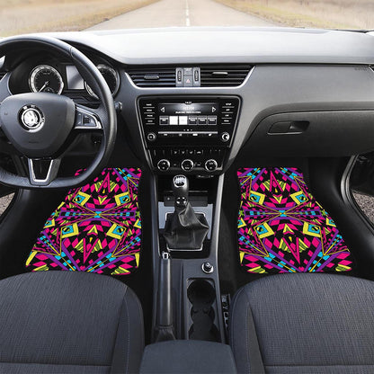 Psychedelic Ethnic Trippy Print Front and Back Car Floor Mats