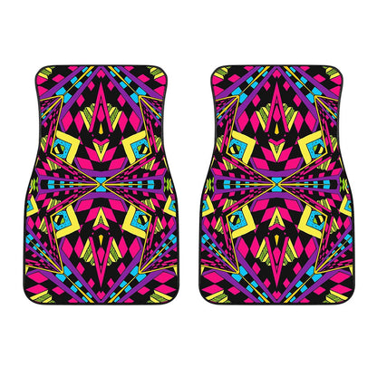 Psychedelic Ethnic Trippy Print Front Car Floor Mats