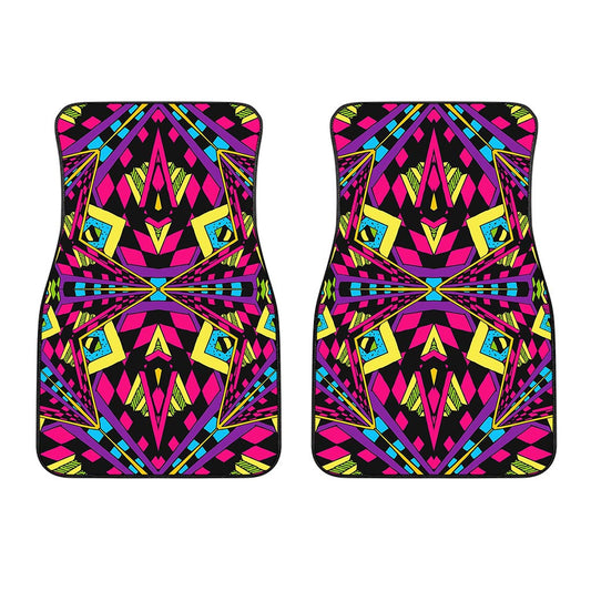 Psychedelic Ethnic Trippy Print Front Car Floor Mats