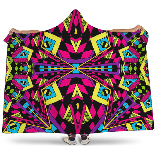 Psychedelic Ethnic Trippy Print Hooded Blanket