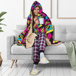 Psychedelic Ethnic Trippy Print Hooded Blanket