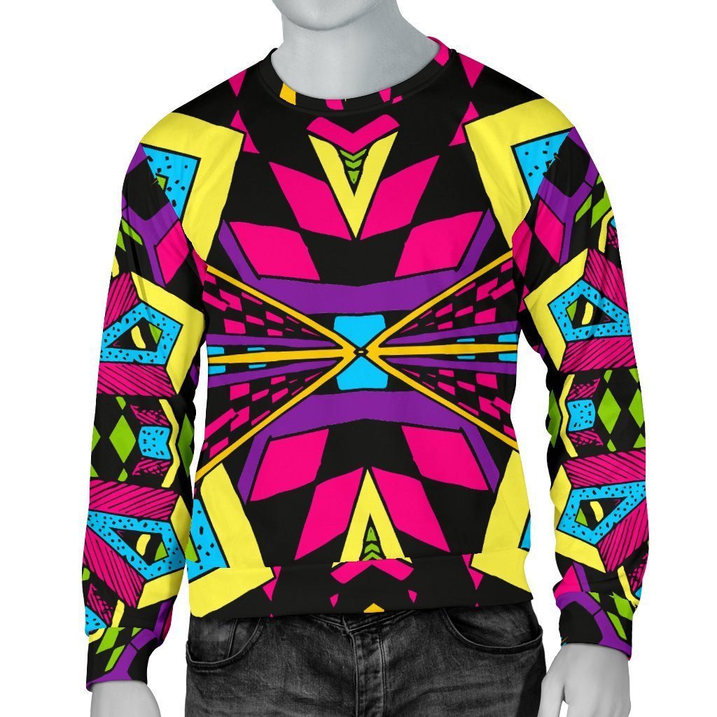 Psychedelic Ethnic Trippy Print Men's Crewneck Sweatshirt GearFrost