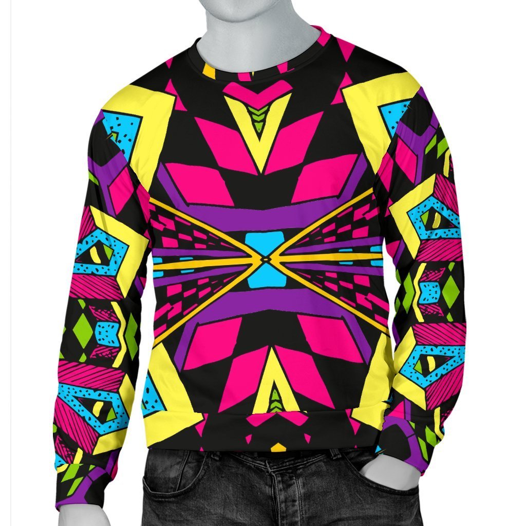 Psychedelic Ethnic Trippy Print Men's Crewneck Sweatshirt GearFrost