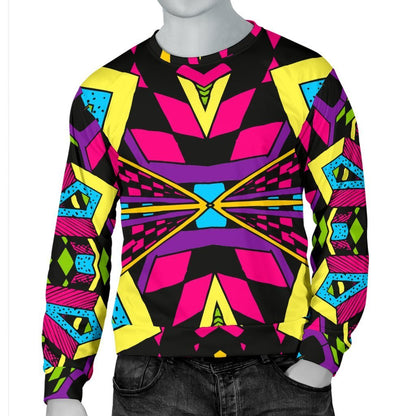 Psychedelic Ethnic Trippy Print Men's Crewneck Sweatshirt GearFrost