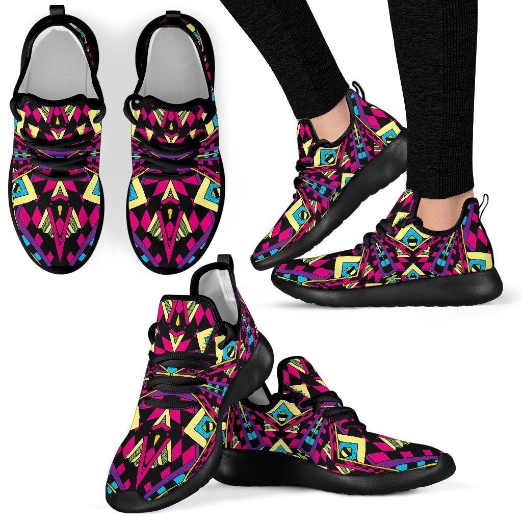 Psychedelic Ethnic Trippy Print Mesh Knit Shoes GearFrost