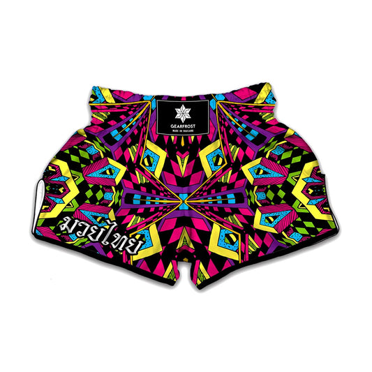 Psychedelic Ethnic Trippy Print Muay Thai Boxing Shorts