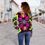 Psychedelic Ethnic Trippy Print Off Shoulder Sweatshirt GearFrost