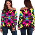 Psychedelic Ethnic Trippy Print Off The Shoulder Sweatshirt