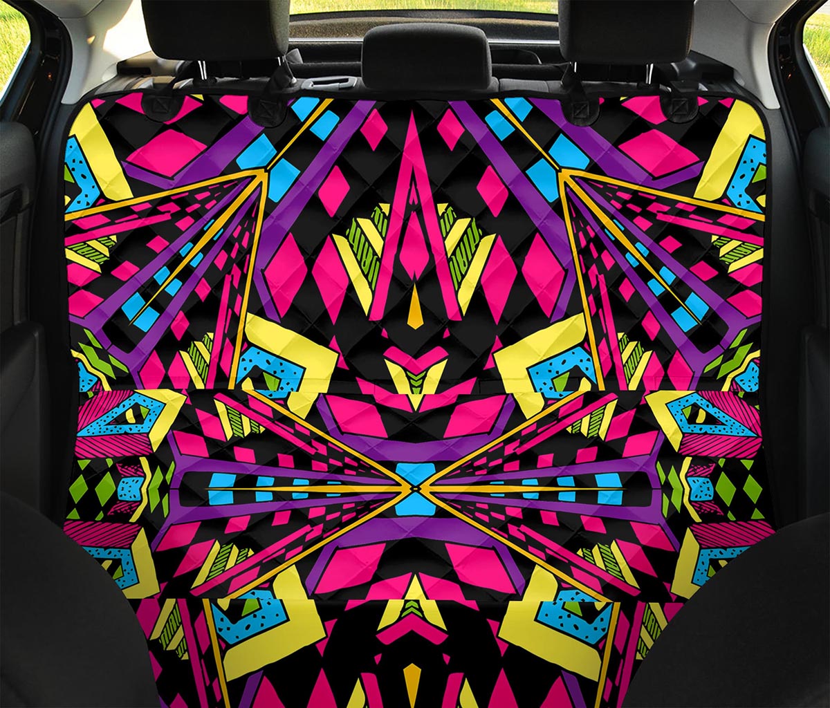 Psychedelic Ethnic Trippy Print Pet Car Back Seat Cover