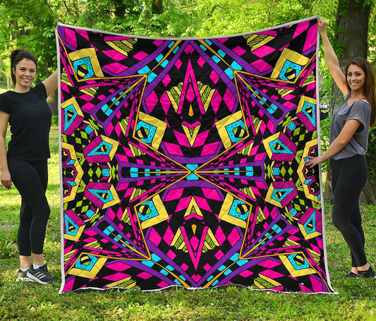 Psychedelic Ethnic Trippy Print Quilt