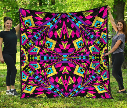 Psychedelic Ethnic Trippy Print Quilt