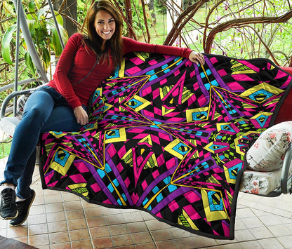 Psychedelic Ethnic Trippy Print Quilt