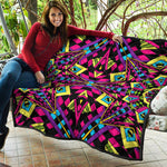 Psychedelic Ethnic Trippy Print Quilt