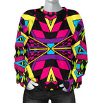Psychedelic Ethnic Trippy Print Women's Crewneck Sweatshirt GearFrost