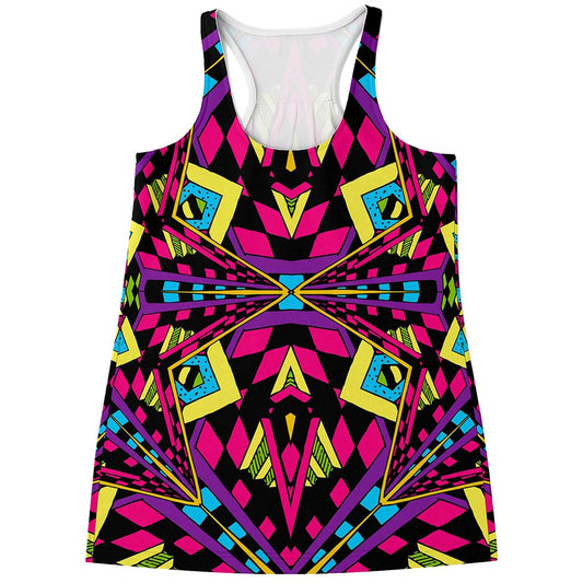 Psychedelic Ethnic Trippy Print Women's Racerback Tank Top