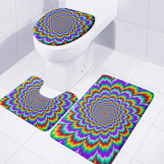 Psychedelic Expansion Optical Illusion 3 Piece Bath Mat Set