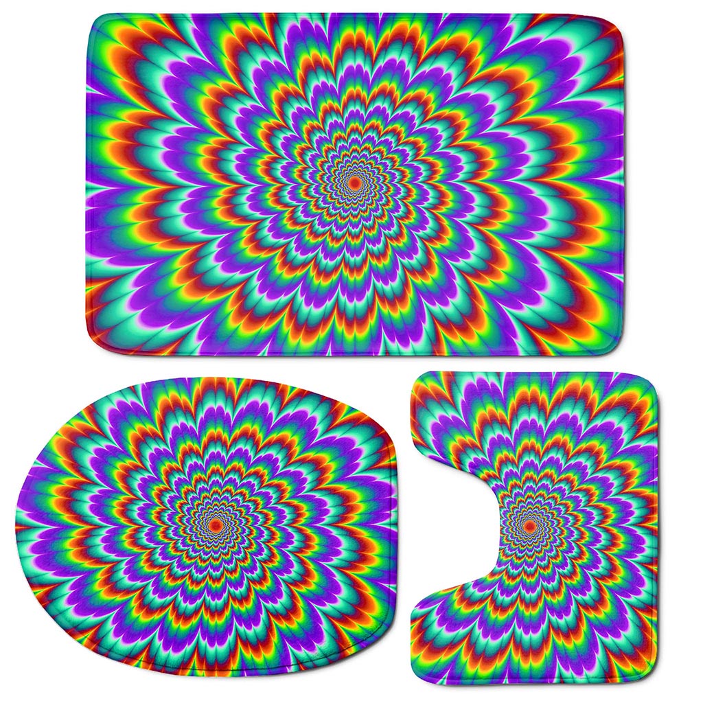 Psychedelic Expansion Optical Illusion 3 Piece Bath Mat Set