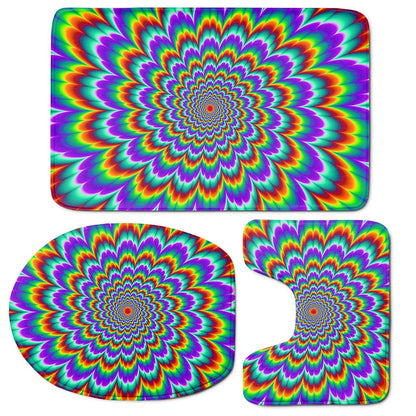 Psychedelic Expansion Optical Illusion 3 Piece Bath Mat Set