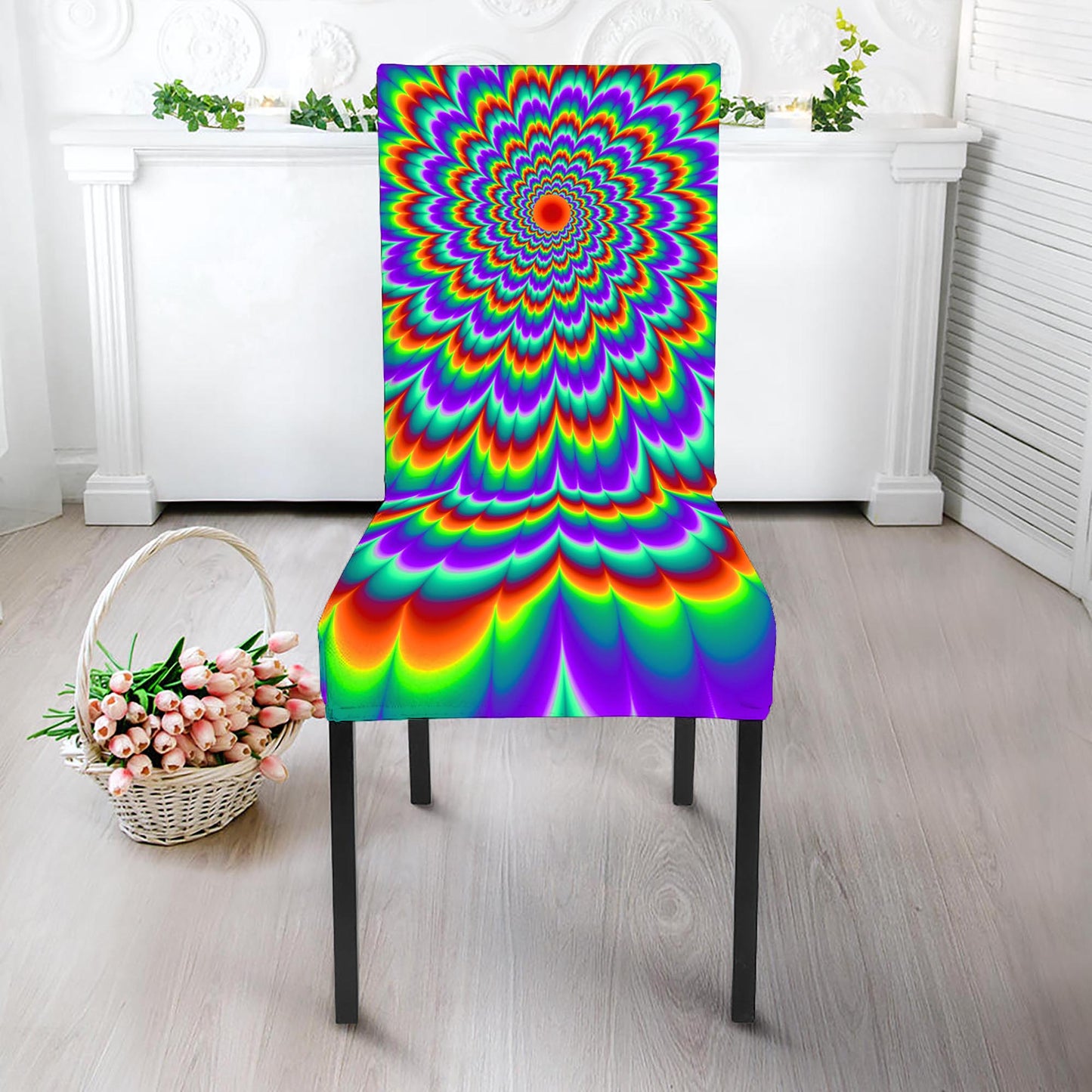 Psychedelic Expansion Optical Illusion Dining Chair Slipcover