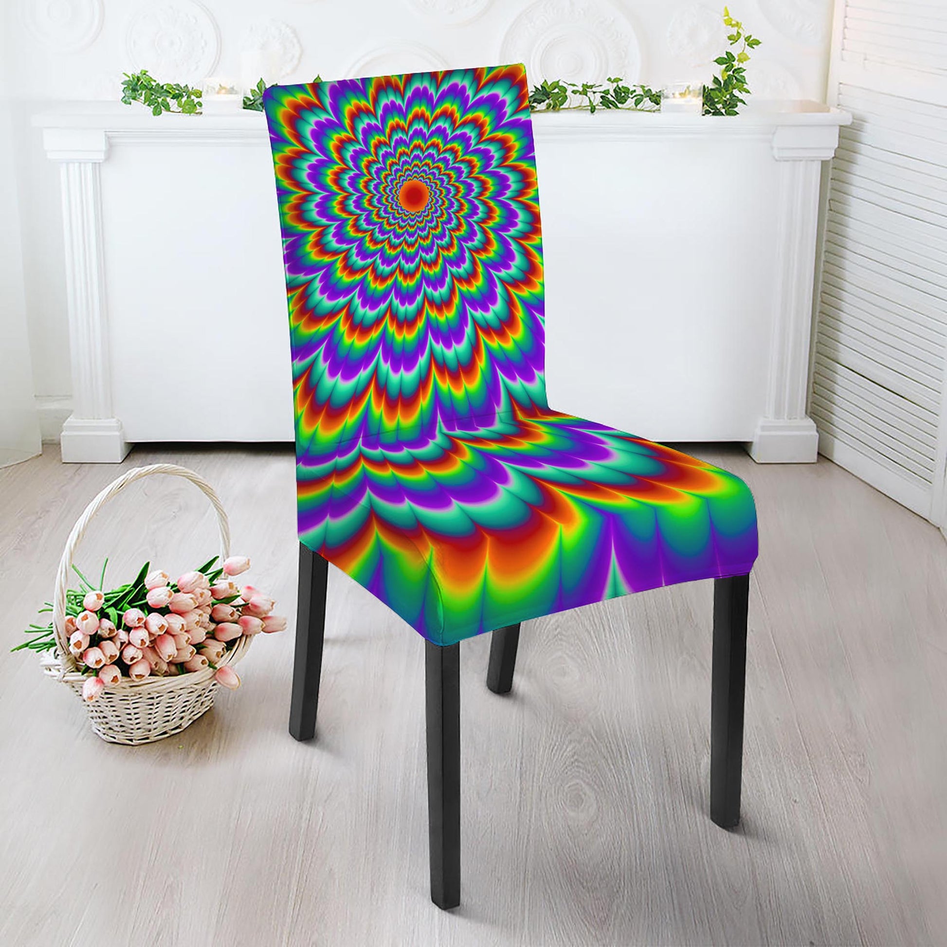 Psychedelic Expansion Optical Illusion Dining Chair Slipcover