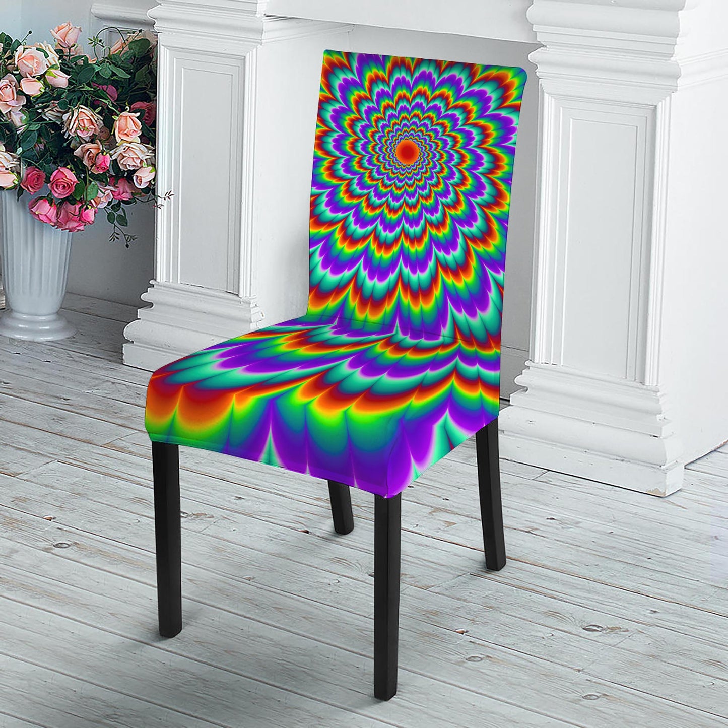 Psychedelic Expansion Optical Illusion Dining Chair Slipcover