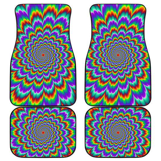 Psychedelic Expansion Optical Illusion Front and Back Car Floor Mats