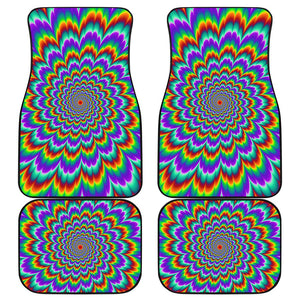 Psychedelic Expansion Optical Illusion Front and Back Car Floor Mats